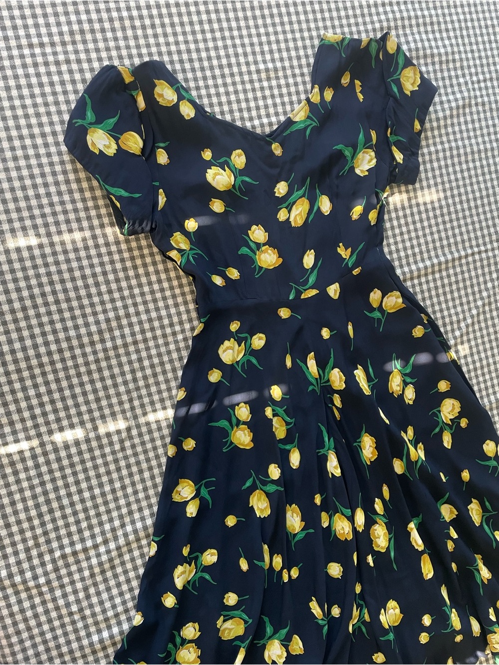 Vintage Silk Tulips 50s/60s Day Dress